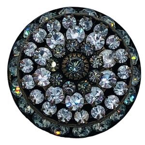 Isabelle CA Gray Silver Round Circular Crystal Brooch Costume Jewelry Vintage